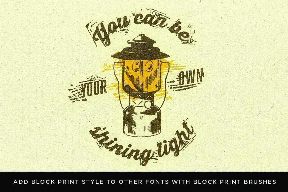 Blockprint Font & Brush Pack for Adobe Illustrator and Adobe Photoshop