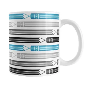 Blue Gray Black Pencils Pattern Mug