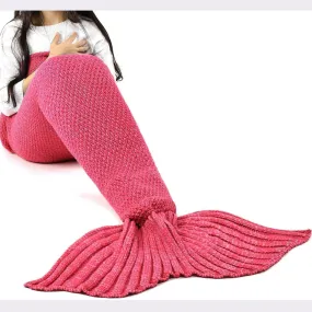 BonZeal Large 195 x 95cm Pack of 1 Woollen Knitted Pink Mermaid Fish Tail Blanket for Winter