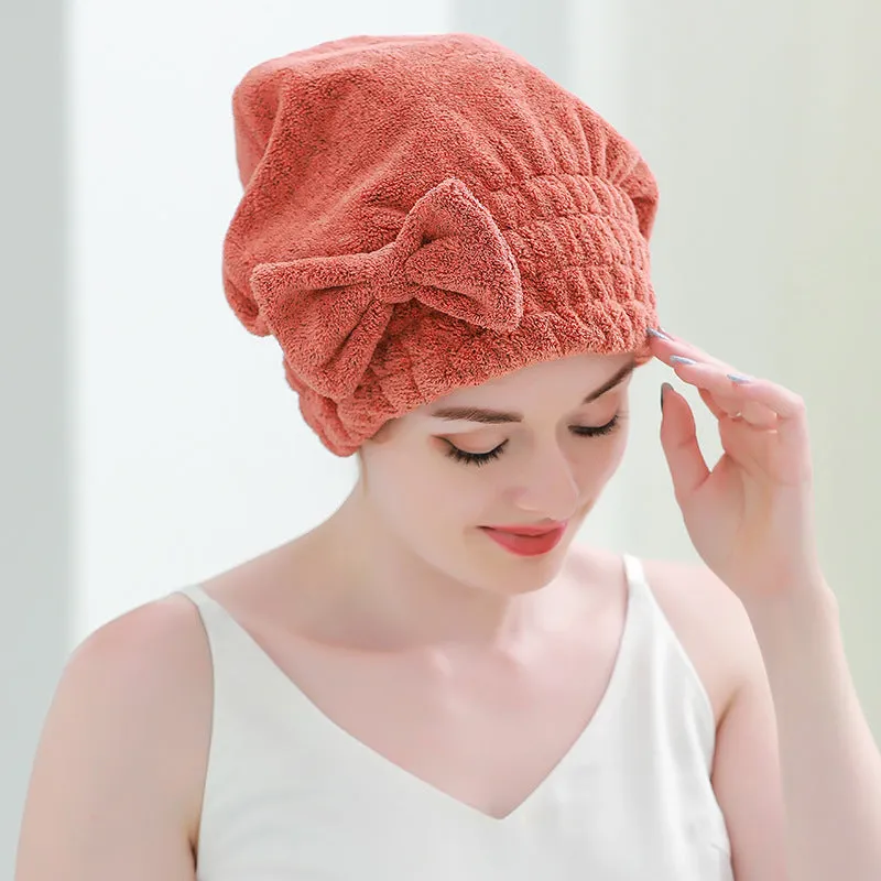 Bow Princess Hat Cute Dry Hair Towel Absorbent Quick-drying Turban