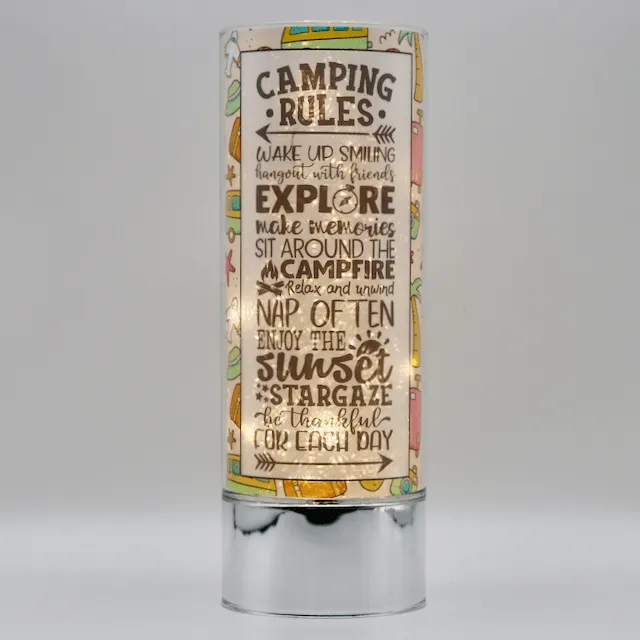 Camping Rules and Sparkle Glass™ Accent Light Bundle