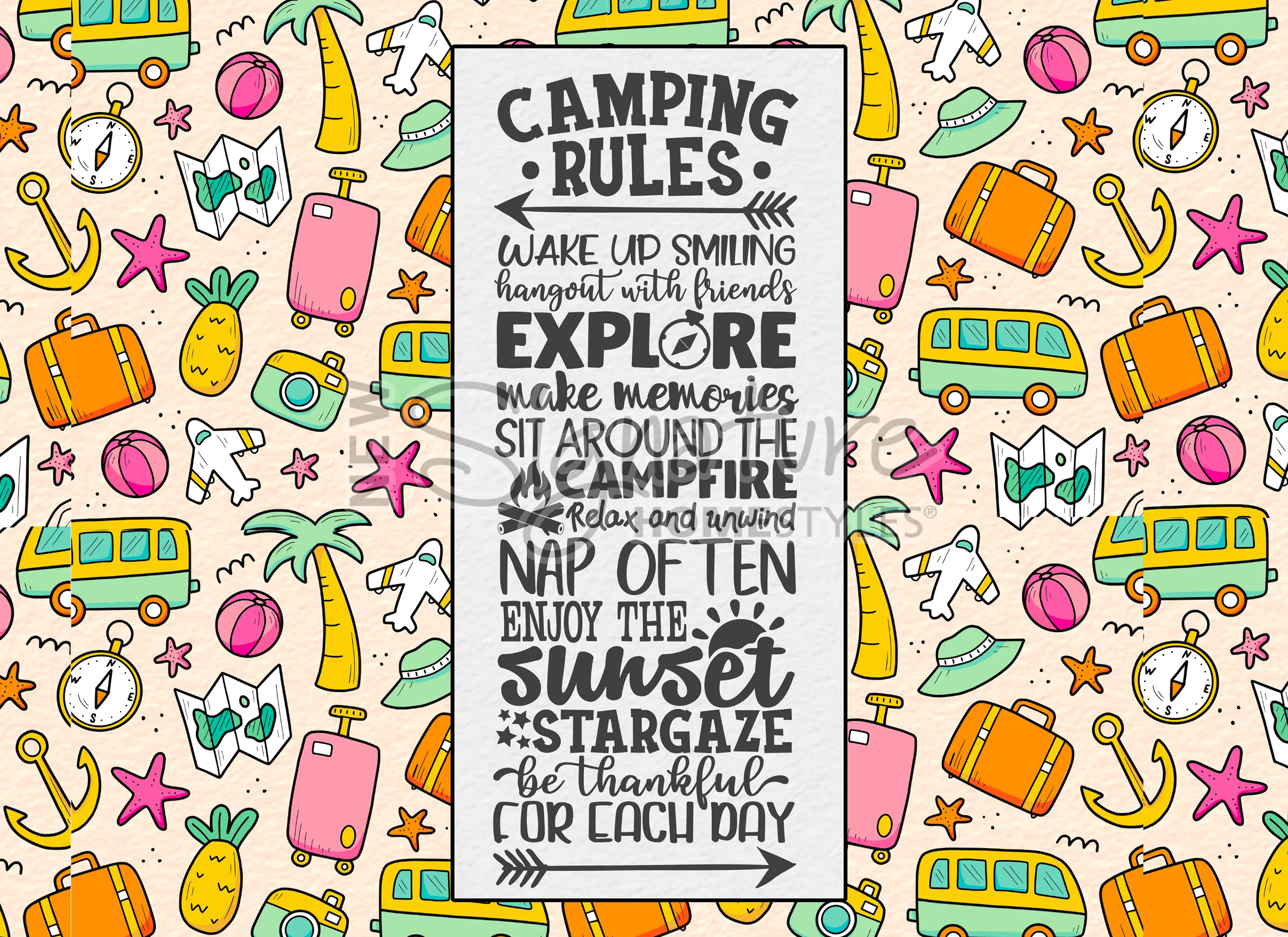 Camping Rules and Sparkle Glass™ Accent Light Bundle