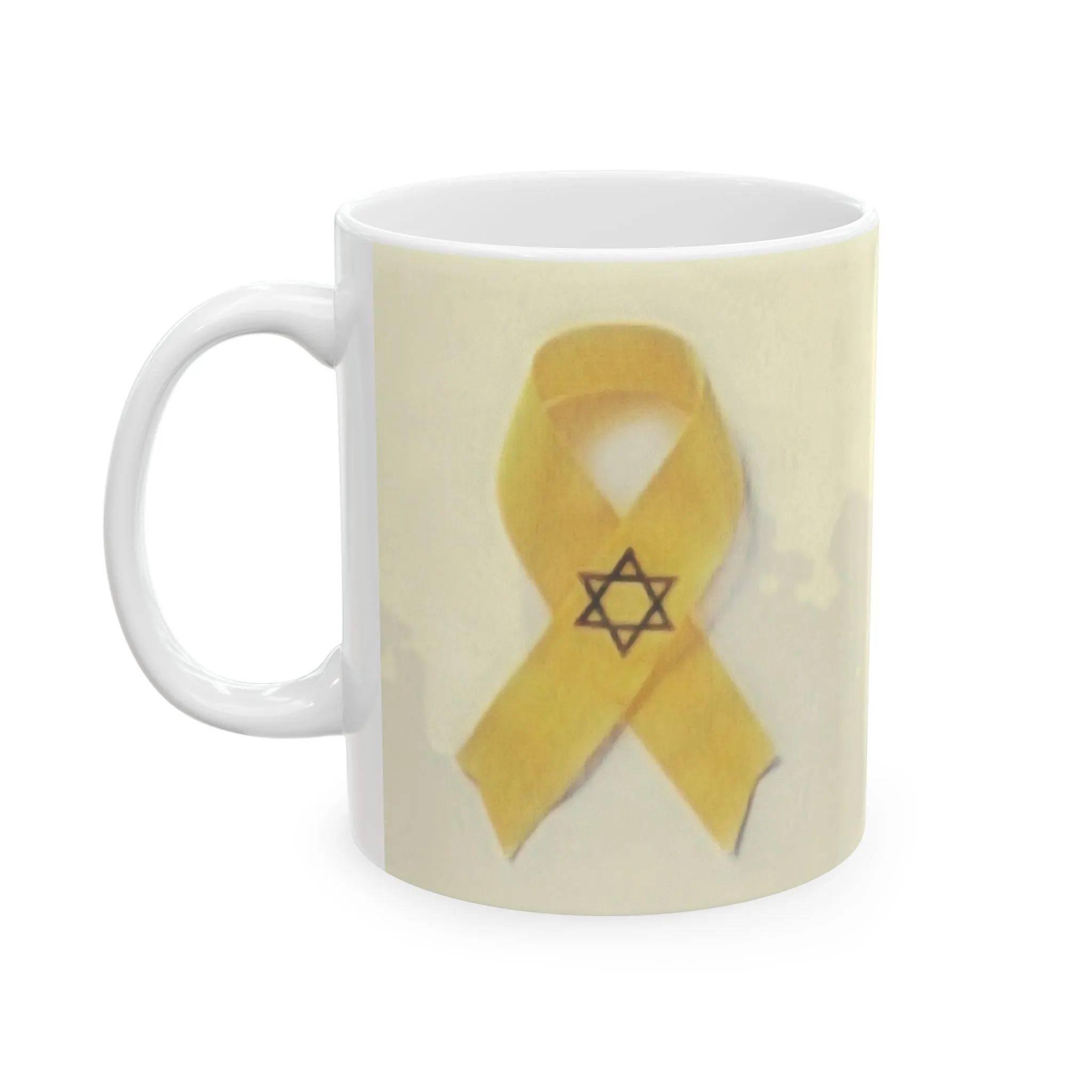 Ceramic Mug - Unbroken Hope Yellow Ribbon Star of David Design