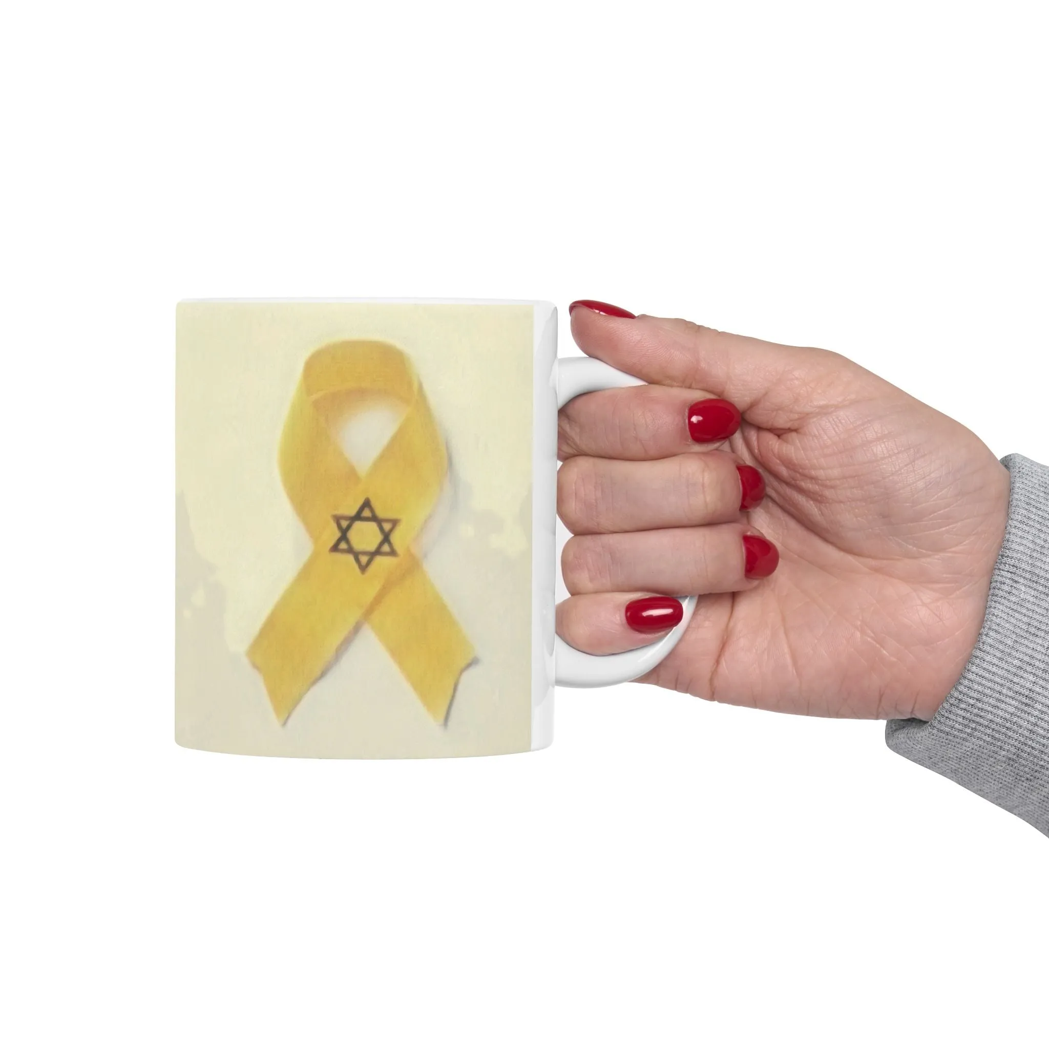 Ceramic Mug - Unbroken Hope Yellow Ribbon Star of David Design