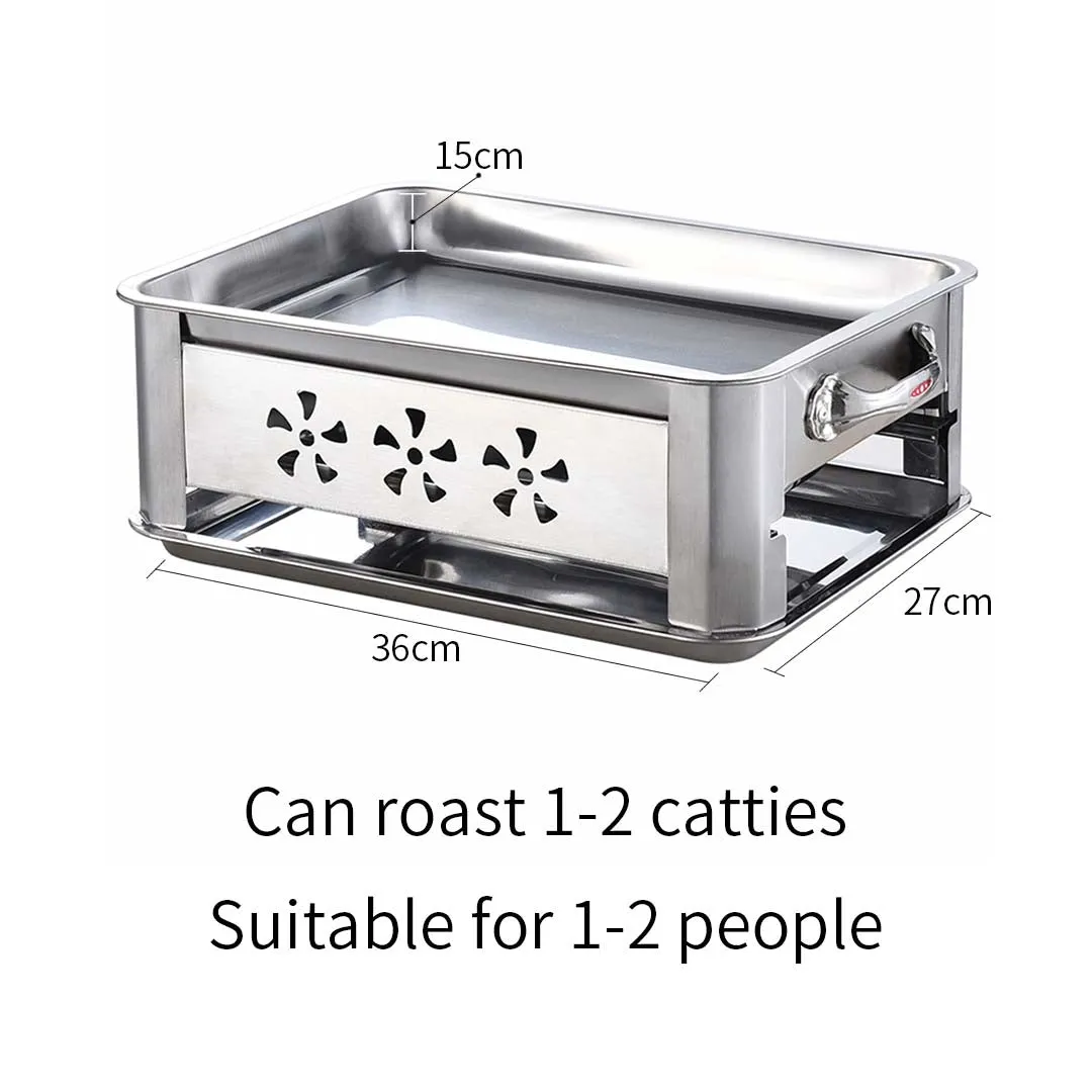 Chafing Dish BBQ Fish Stove Grill Plate Portable Stainless Steel Outdoor 36CM