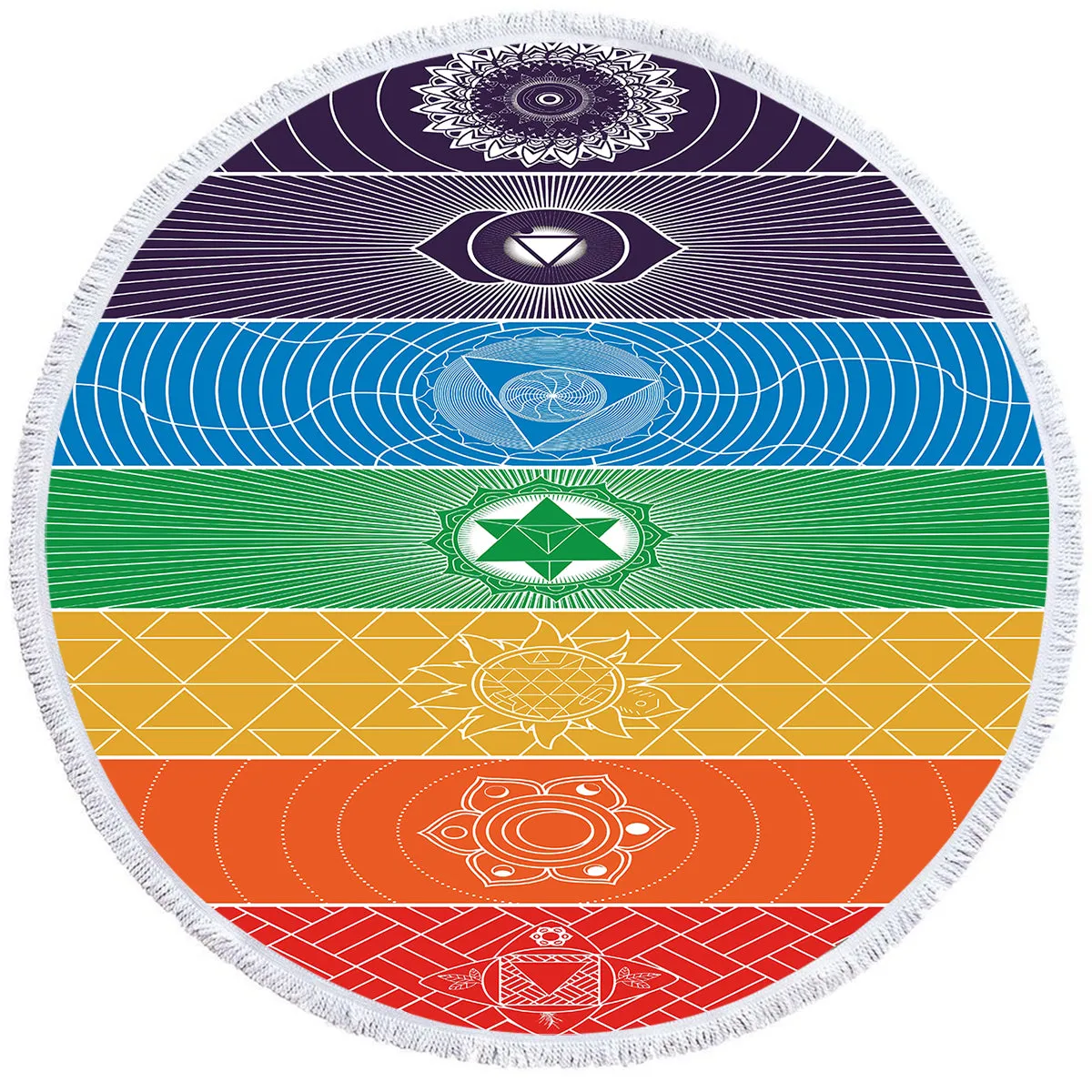 Chakra Yoga Round Beach Towel