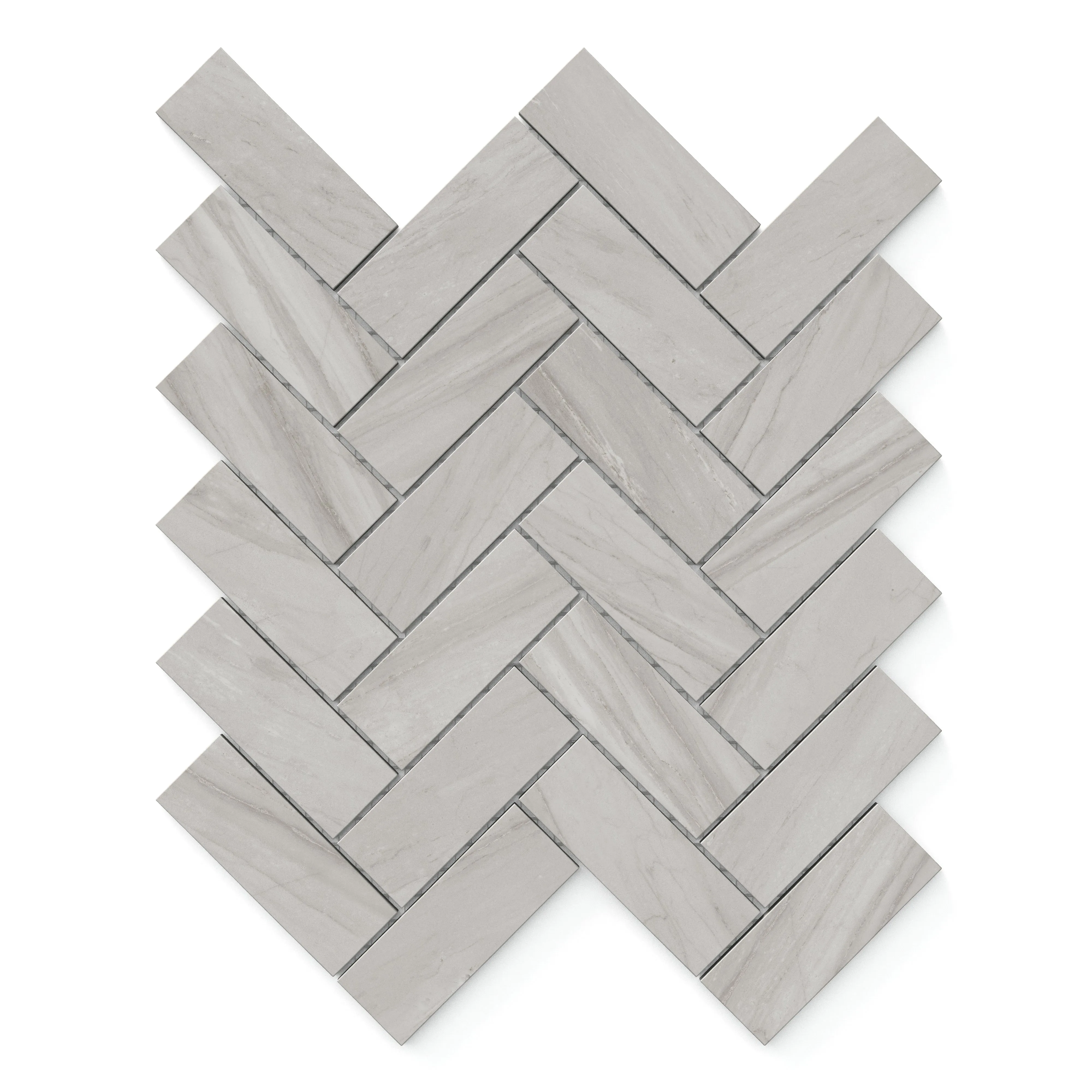 Chantel 12x15 Matte Porcelain Herringbone Mosaic Tile in Alaska Grey