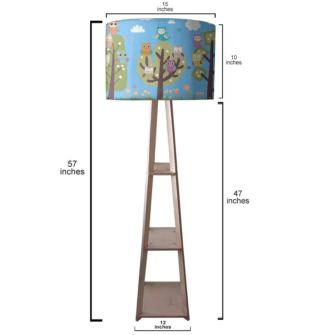 Children Standing Wooden Tripod Light Lamps- Owl and Tree