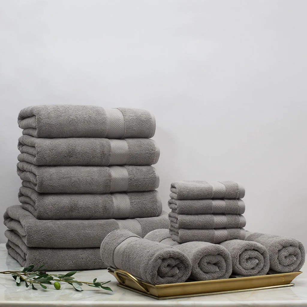 Classic Grey Towel Resort Bundle (4 Wash   4 Hand   4 Bath Towels   2 Bath Sheets)