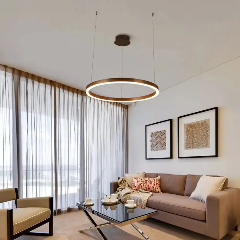 Contemporary Acrylic Shade Round Chandelier Pendant Ceiling Light - Warm/White Glow