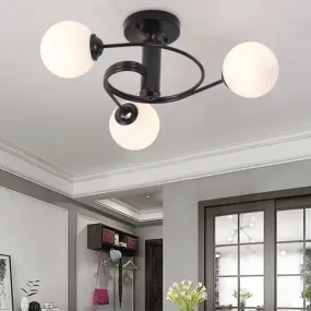 Contemporary Frosted White Glass Flush Mount Ceiling Light for Living Room