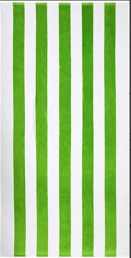 Cotton Velour Cabana Stripe Beach Towel 30" x 60"