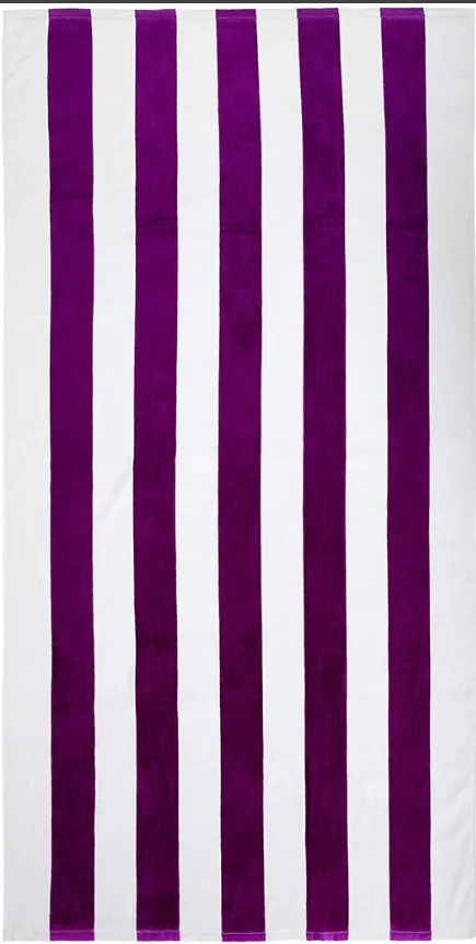 Cotton Velour Cabana Stripe Beach Towel 30" x 60"