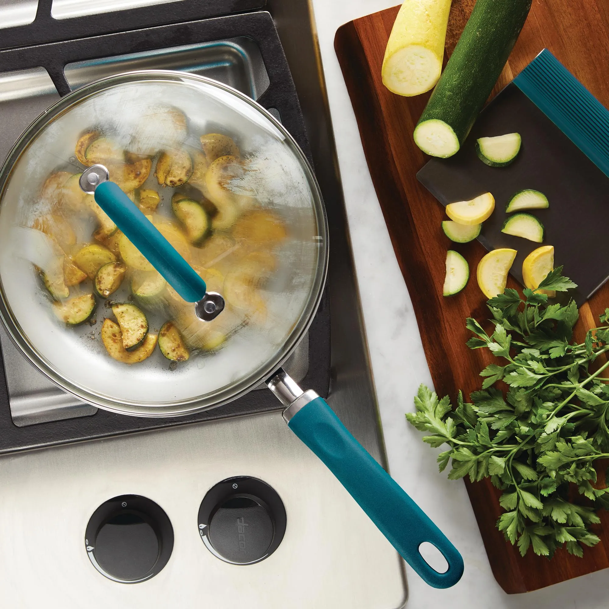 Create Delicious 9.5" Hard Anodized Nonstick Induction Covered Deep Skillet