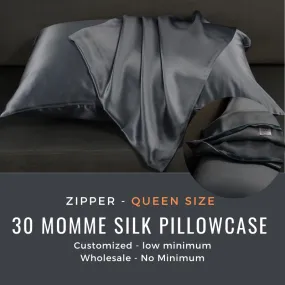 Custom Wholesale Silk Pillowcase 30 Momme Zipper Closure - Queen size