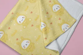 Cute Bunny Yellow Soft Fluffy Velvet Flannel Fleece Throw Blanket