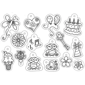 Cute Shrink Plastic Film with Owl Birthday Party Drawing | Ready to Use Shrinkable Plastic Sheet | Kawaii Jewelry DIY (1 Sheet / Translucent / 20cm x 29cm)