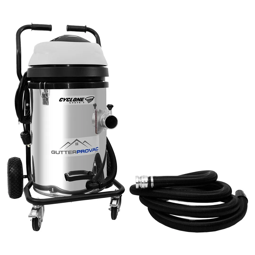 Cyclone II 3600W Stainless Steel 20 Gallon Tank Commercial Gutter Vacuum