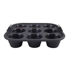 Daily Bake Silicone Square Collapsible Air Fryer 9 Cup Muffin Pan