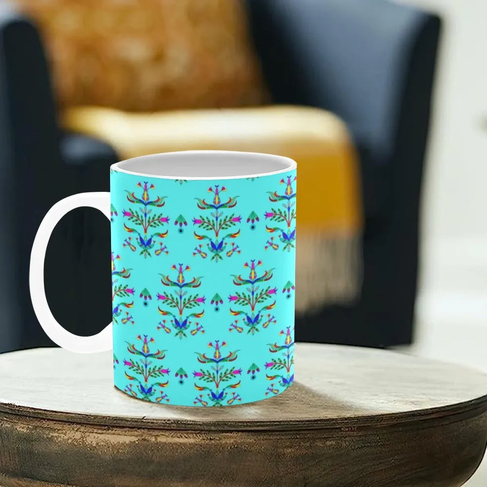 Dakota Damask Turquoise White Mug(11OZ)