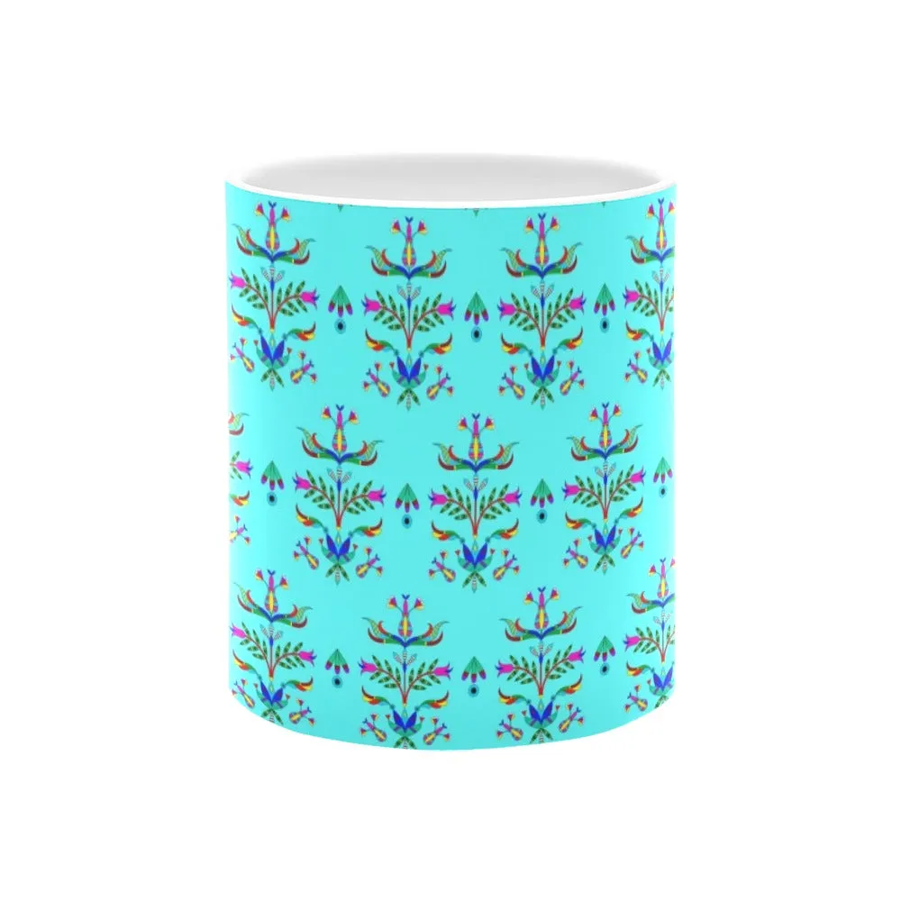 Dakota Damask Turquoise White Mug(11OZ)