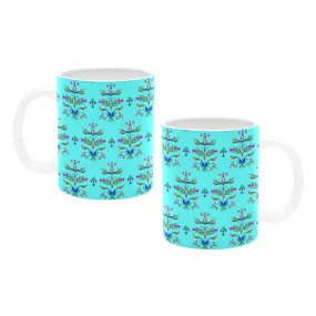 Dakota Damask Turquoise White Mug(11OZ)