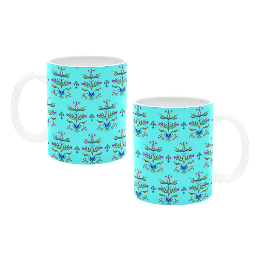 Dakota Damask Turquoise White Mug(11OZ)