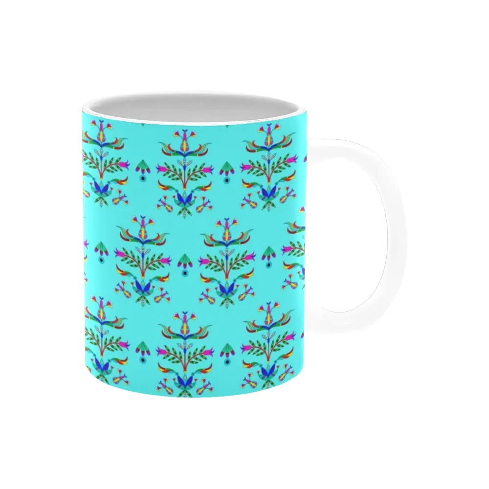 Dakota Damask Turquoise White Mug(11OZ)