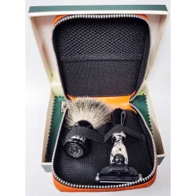 Dalvey Travel Shaving Set Carbon Fibre Black / Orange