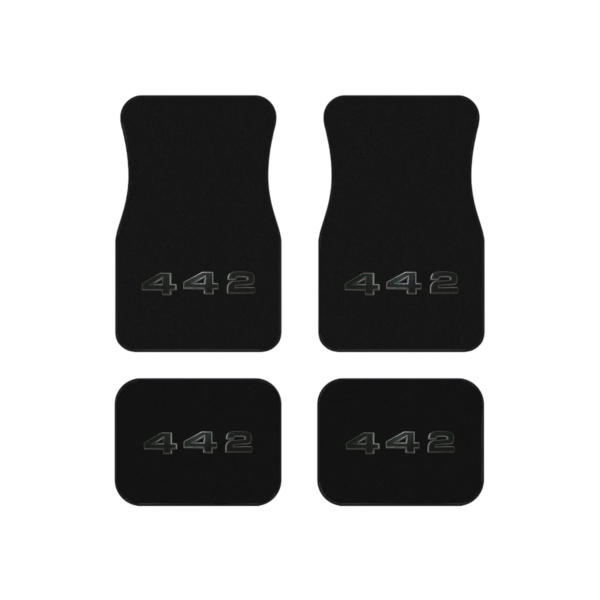 Dark Grey, Grey Logo, Oldsmobile 442, Set of 4 Car Mats, Muscle Car Gift