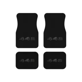 Dark Grey, Grey Logo, Oldsmobile 442, Set of 4 Car Mats, Muscle Car Gift