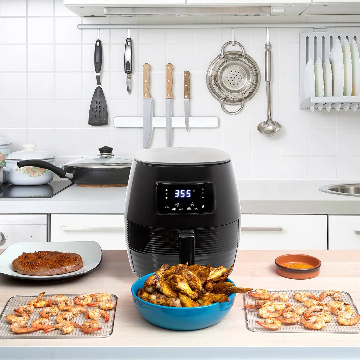 Deco Chef Digital 5.8QT Electric Air Fryer For Healthy Frying - Black - Refurbished