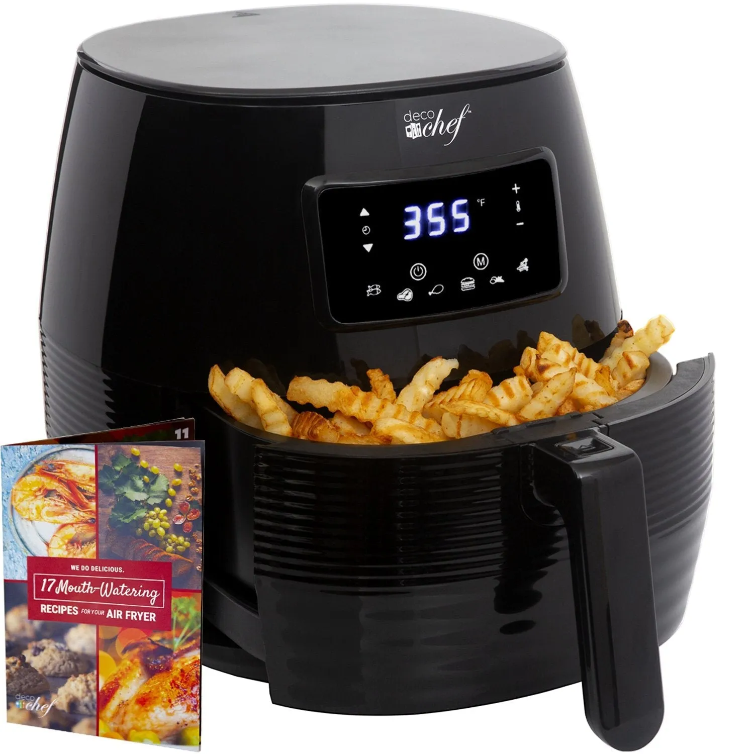 Deco Chef Digital 5.8QT Electric Air Fryer For Healthy Frying - Black - Refurbished