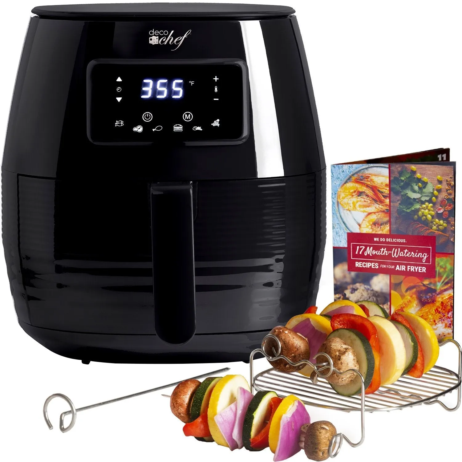 Deco Chef Digital 5.8QT Electric Air Fryer - Healthier & Faster Cooking - Black