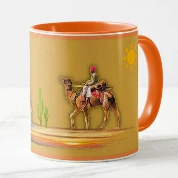 Designer Coffee Mug with Desert Camel Art Print C07