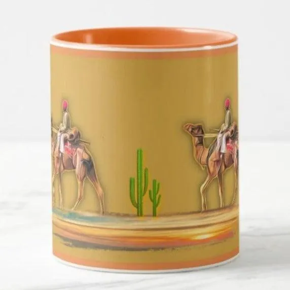 Designer Coffee Mug with Desert Camel Art Print C07