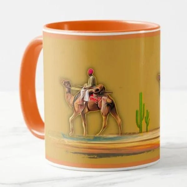 Designer Coffee Mug with Desert Camel Art Print C07