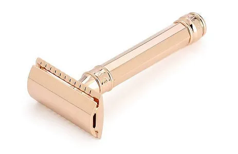 Edwin Jagger Double Edge Safety Razor, Regular Handle, 18 Carat Rose Gold Octagonal