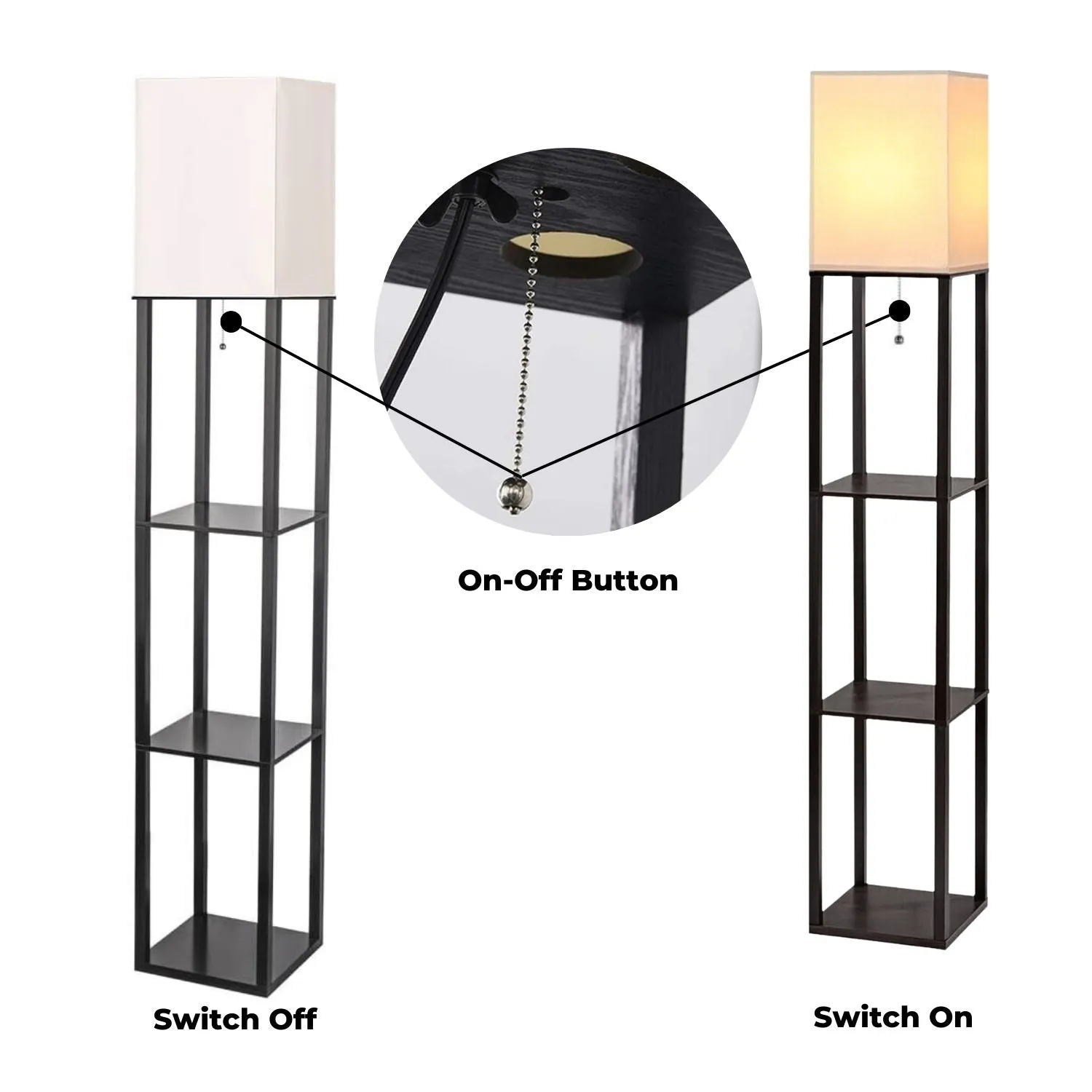 EKKIO Frameless Floor Vintage Lamp Shelf 160CM (Black)