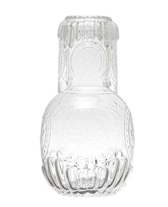 Embossed Class Carafe With Drinking Glass