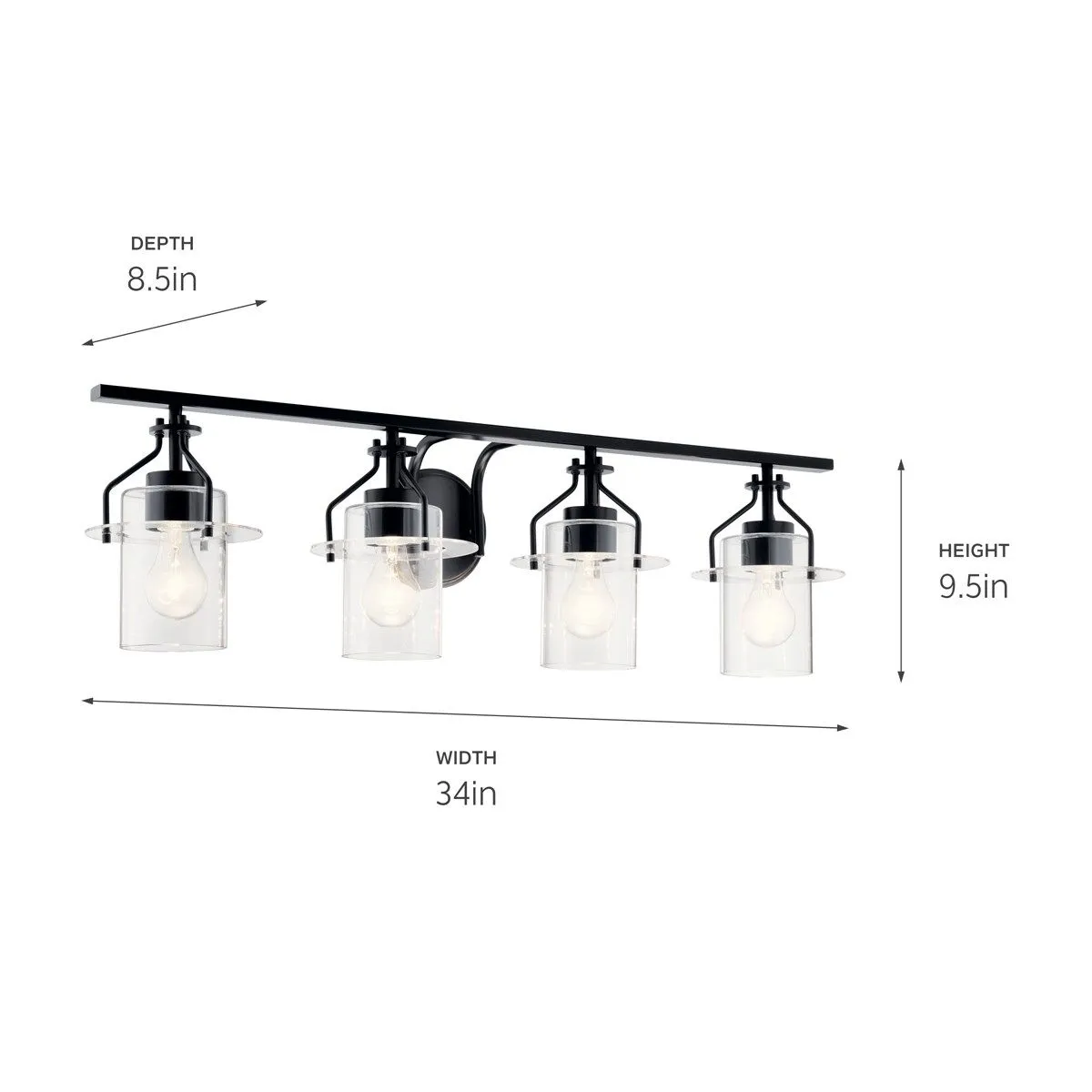 Everett 34 in. 4 Lights Vanity Light Black finish