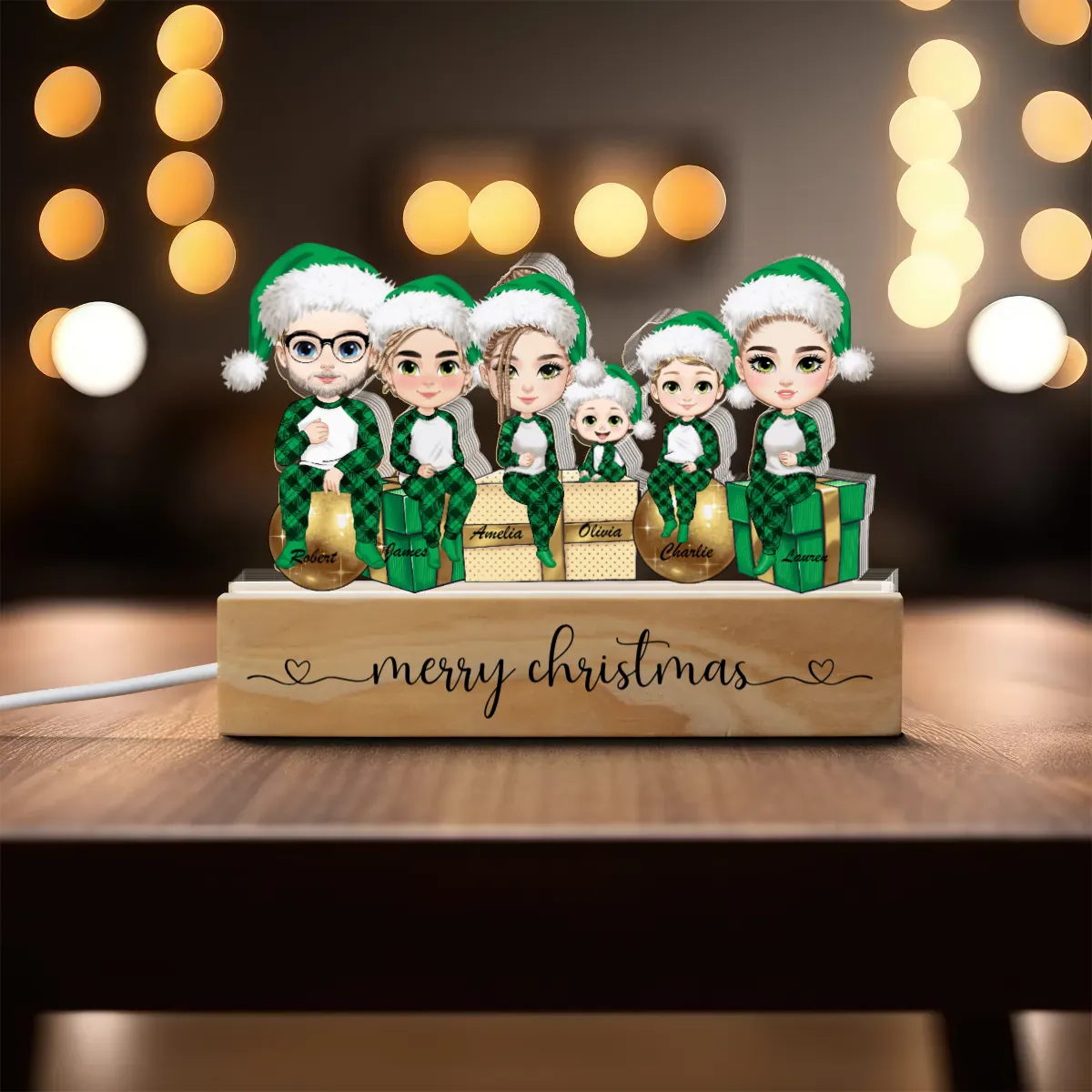 Family Christmas Night Light, Personalised Family Presents