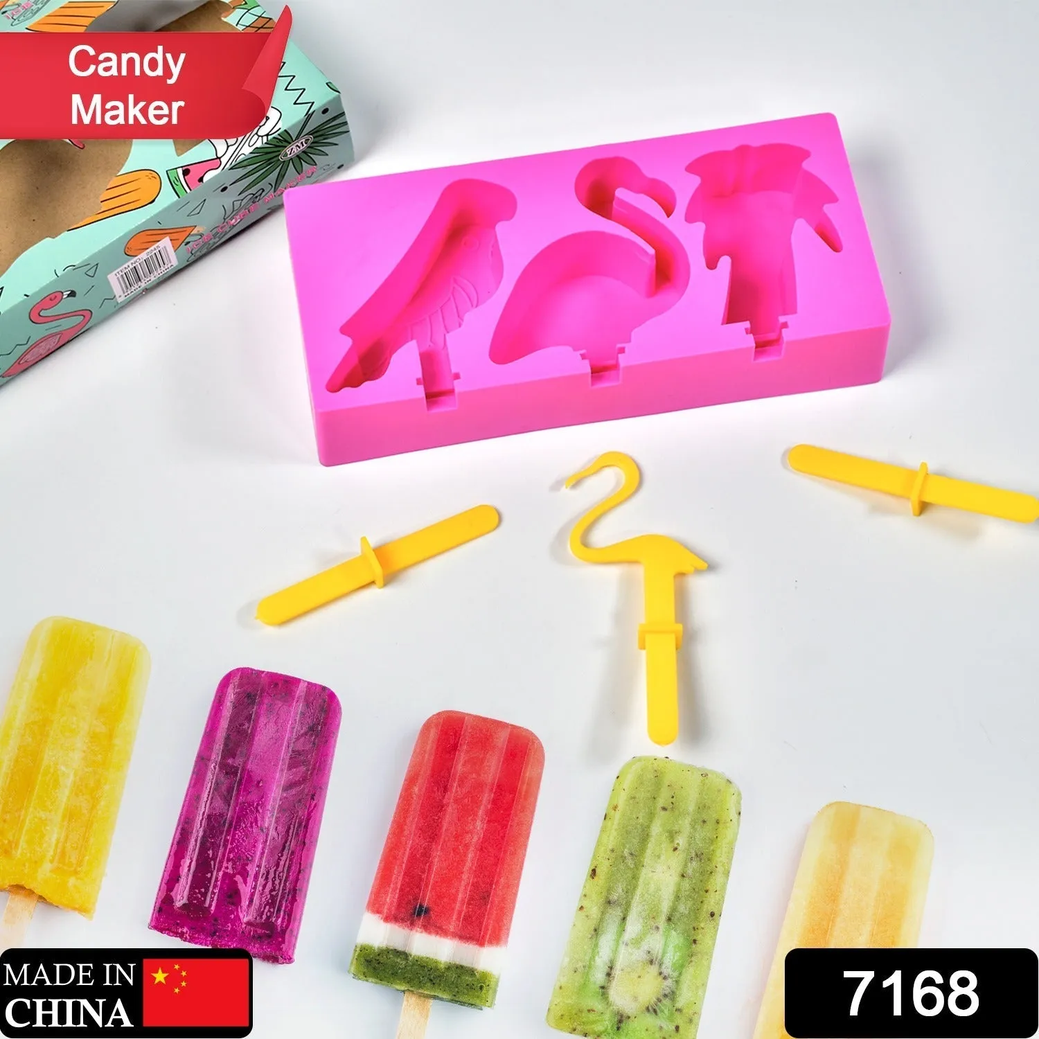 Fancy Ice Candy Mould Maker Food Grade Homemade Reusable Ice Popsicle Makers Frozen Ice Cream Mould Sticks Kulfi Candy Ice Mold for Children & Adults