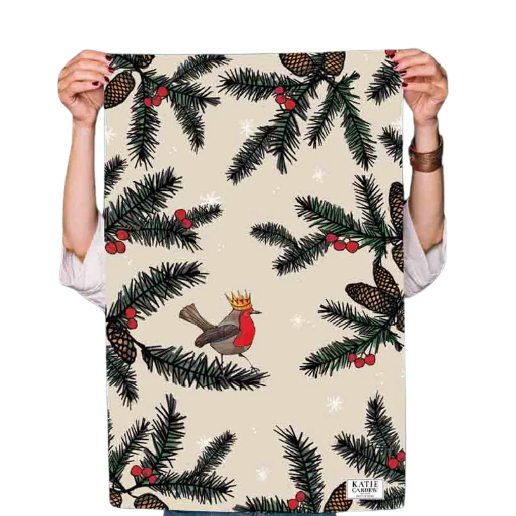 Festive Robin Tea Towel