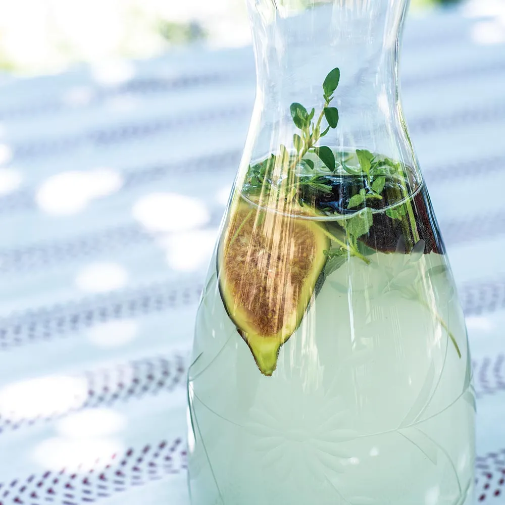 Flower Etched Recycled Glass Carafe