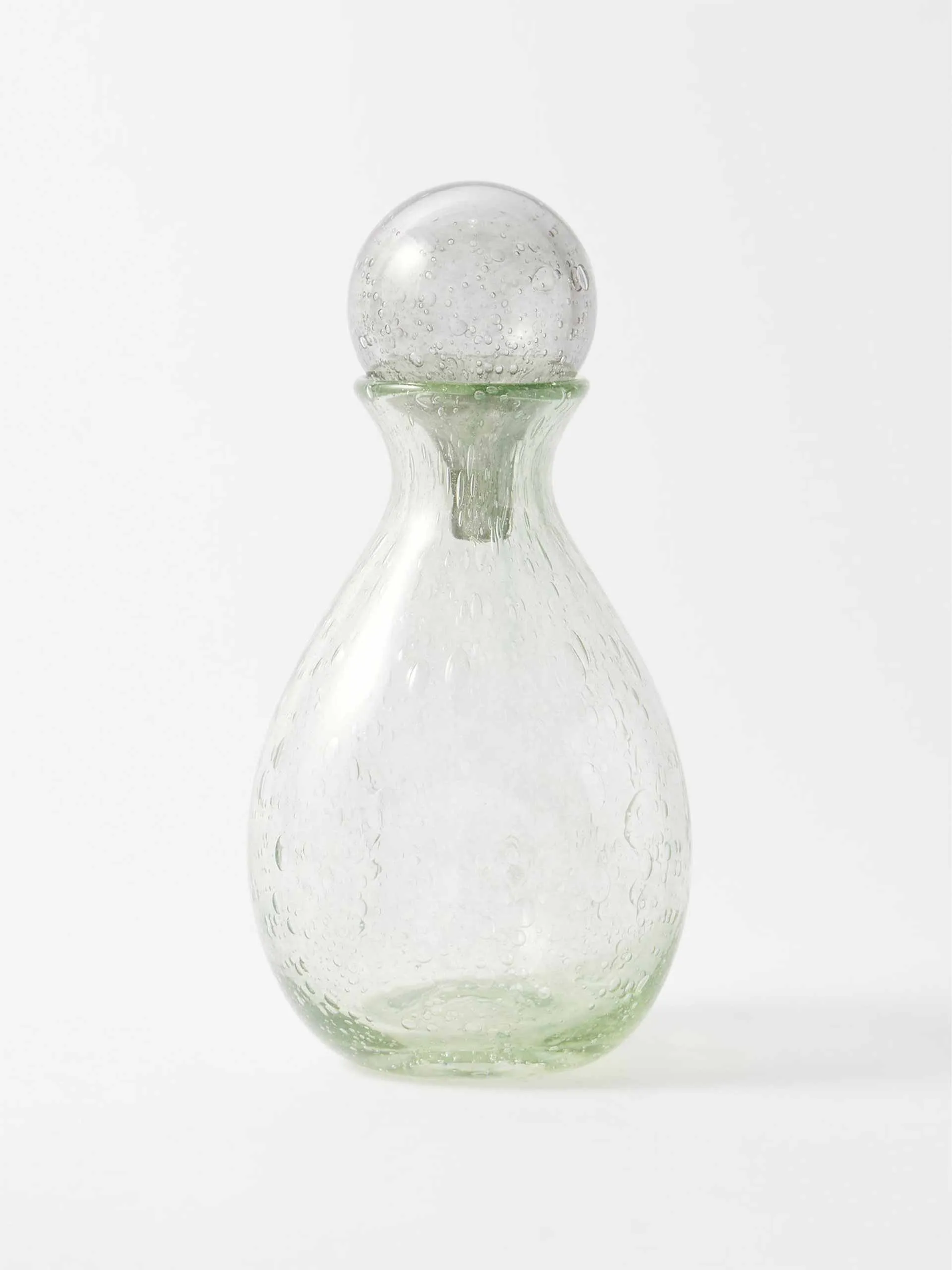 Green glass carafe