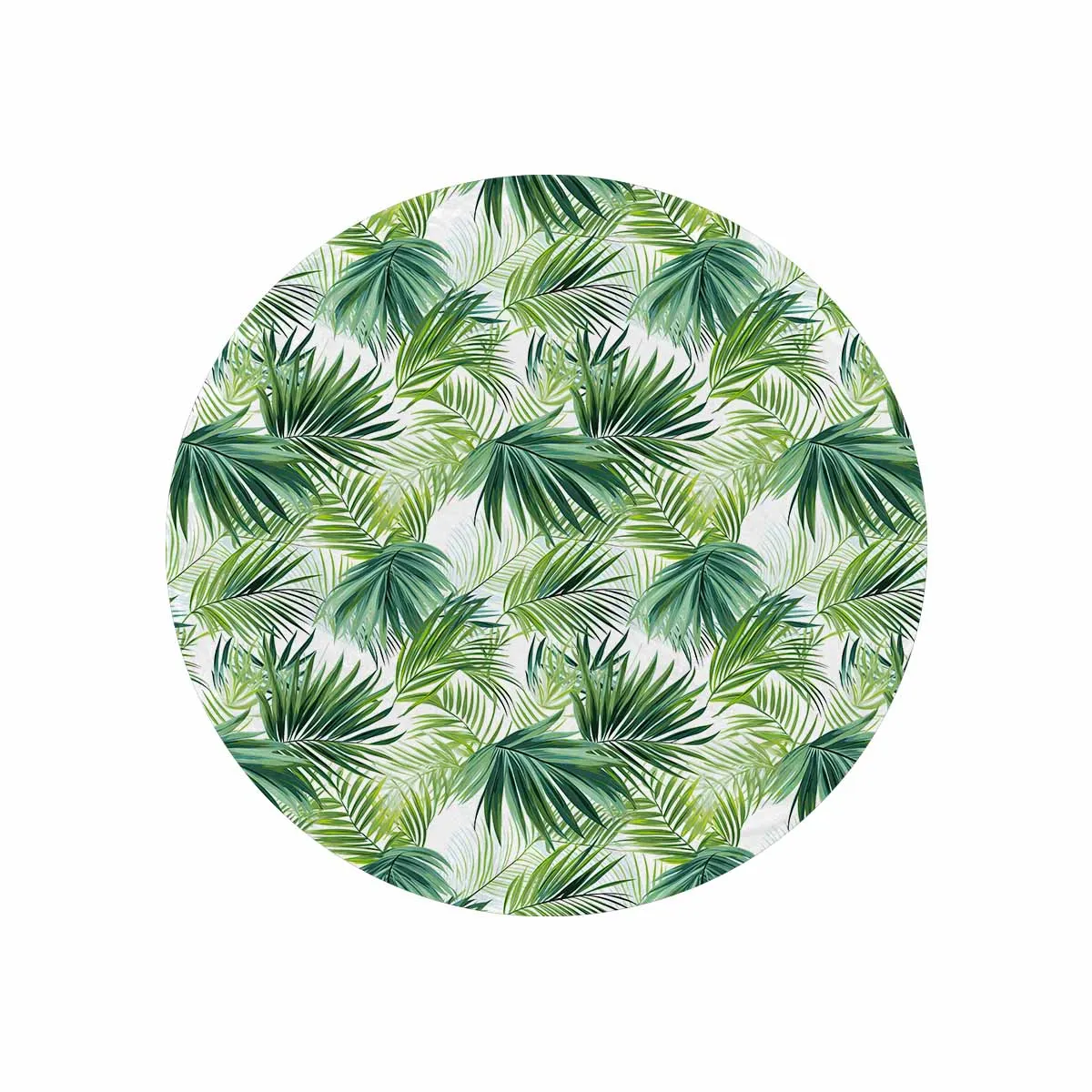 Green Palm Leaves  Circular Micro Fleece Blanket 60"