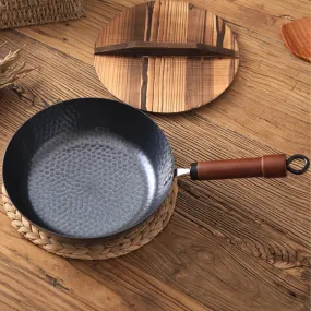 Hammer Cast Iron Frying pan,Carbon Steel Wok,Durable Non-stick Pans,