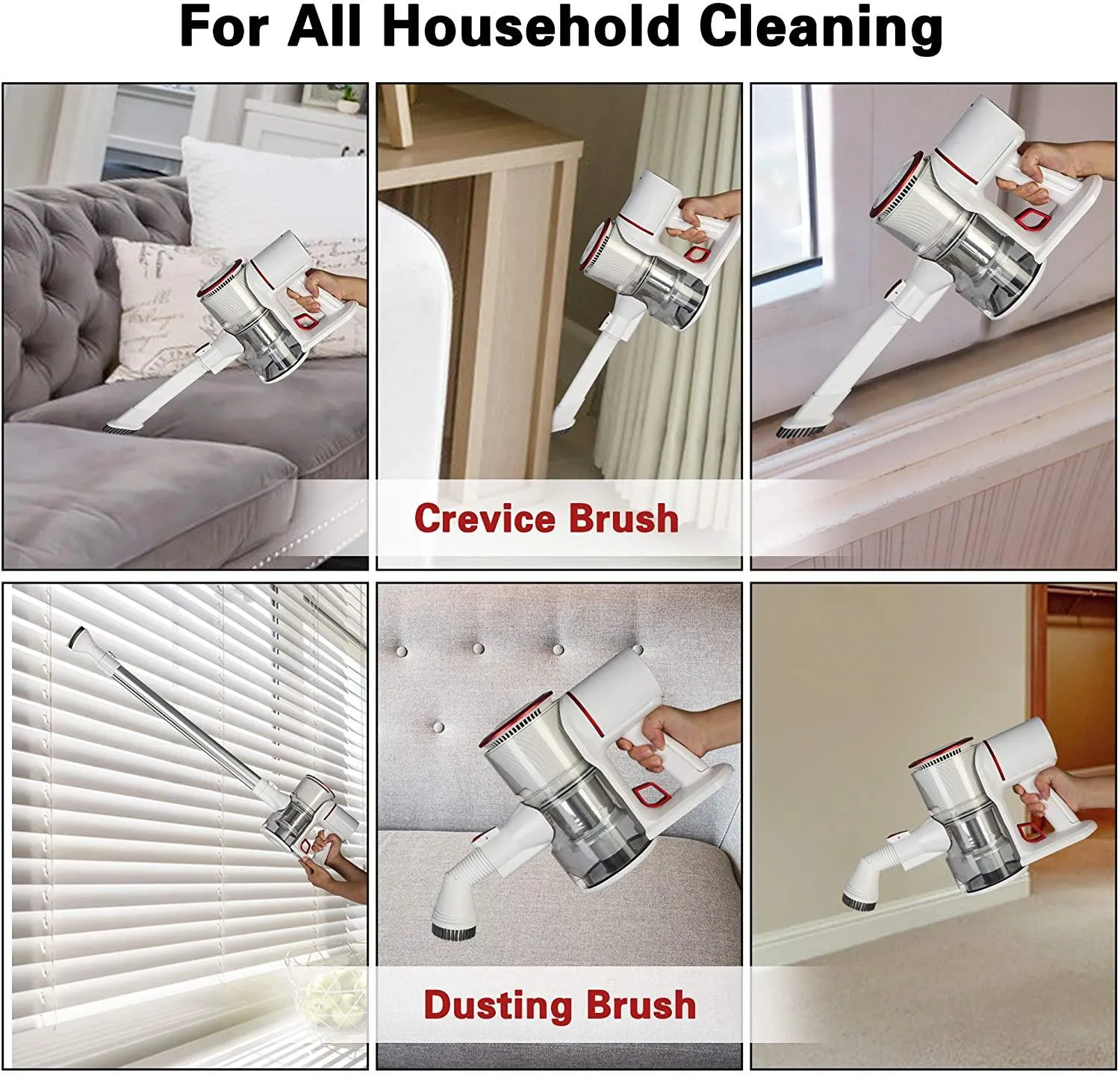 Handheld Cordless Vacuum Cleaner, 270 Degree Rotating with High Efficiency Powerful Brushless Motor 23Kpa, 5 in 1 Pets Hair Carpet Hardwood Lightweight, White