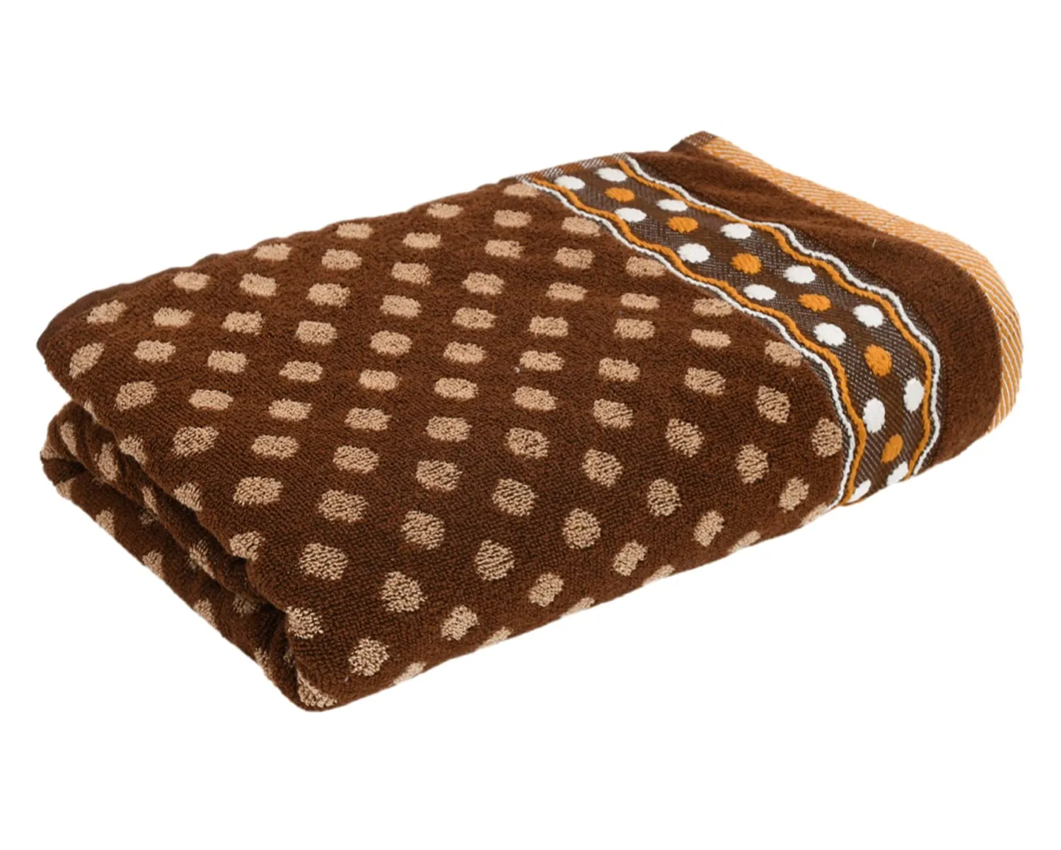 Heart Home Luxurious Dot Printed Soft Cotton Bath Towel Perfect for Daily Use, 30"x60" - Pack of 2 (Red & Brown)-50HH01805